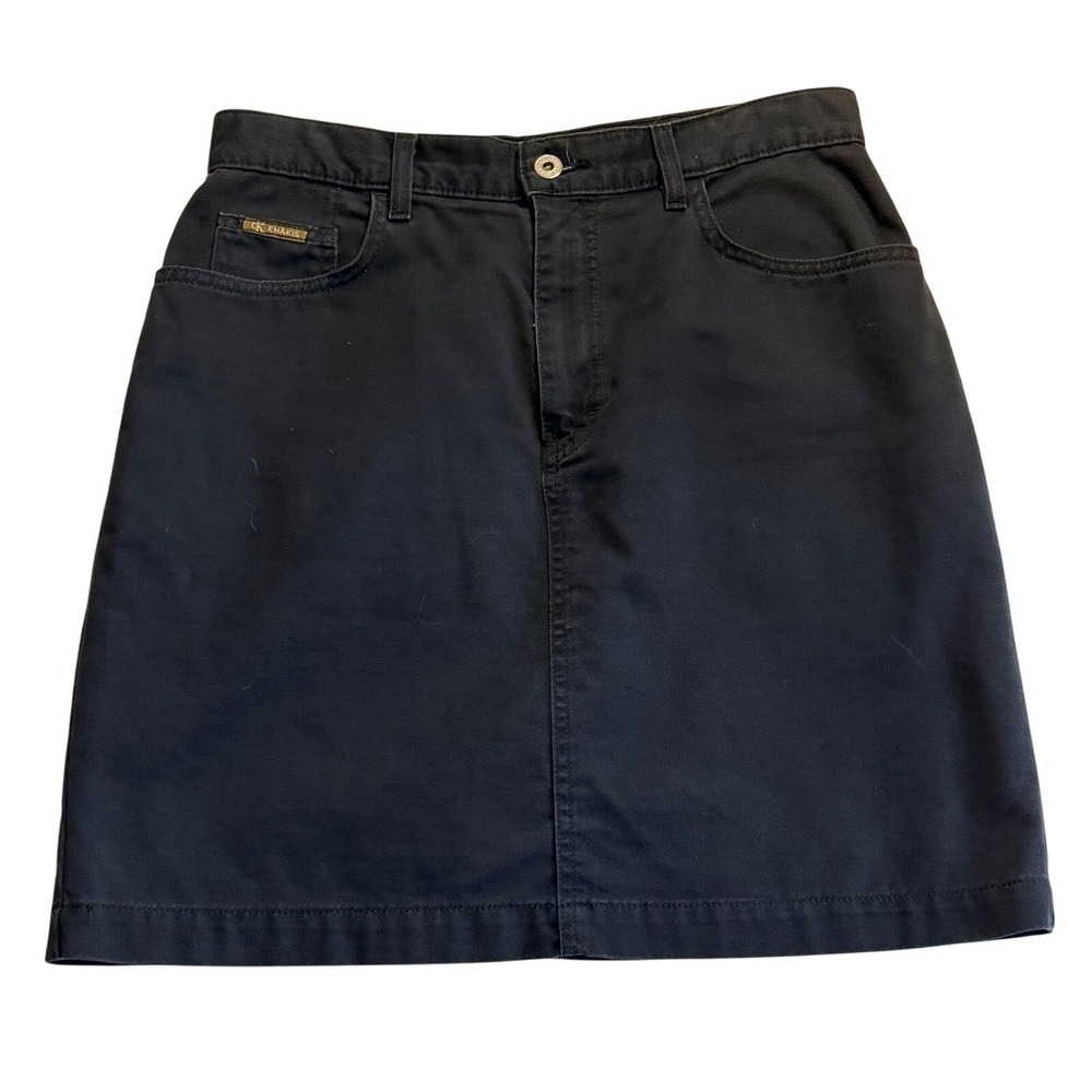 Calvin Klein Mini Skirt CK Khakis Vintage Enzyme Wash Navy Size 10 90s Y2K Denim - Picture 2 of 9